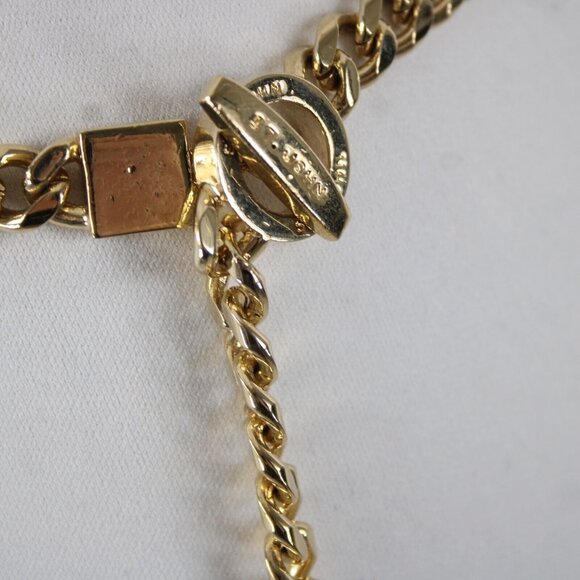 St John Couture Goldtone Chain Link SJ Station Logo Squares 45\